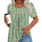 Anymeet Womens Summer Tops Short Sleeve Casual Blouses Beach Tee for Leggings Hide Belly Plus Size Green Flowers 2X-Large