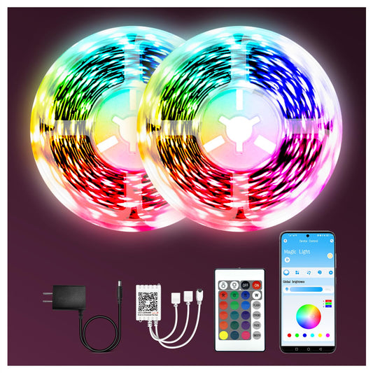 dalattin Led Lights for Bedroom 130ft(2 Rolls of 65.6ft), Led Lights with Remote&App Control, Color Changing Led Lights for Room, RGB Led Strip Lights Music Sync, Easter Home Decor, 24V Power Supply