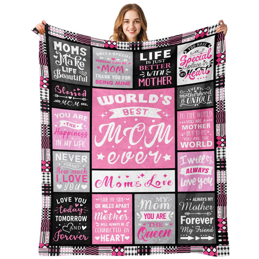 PVDSAVE Moms Birthday Gifts from Daughter Son - Christmas Blanket Gifts for Mom - Best Mom Ever Gift - Valentines Day Mothers Day Birthday Gift for Moms - Present for Mother - Mothers Blanket 50"x60"