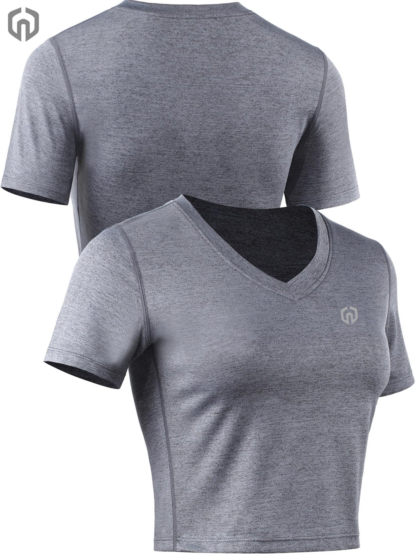 Women's 3 Pack Running Shirt Workout Athletic Crop Shirts,8101,Black/Grey/Navy Blue,S