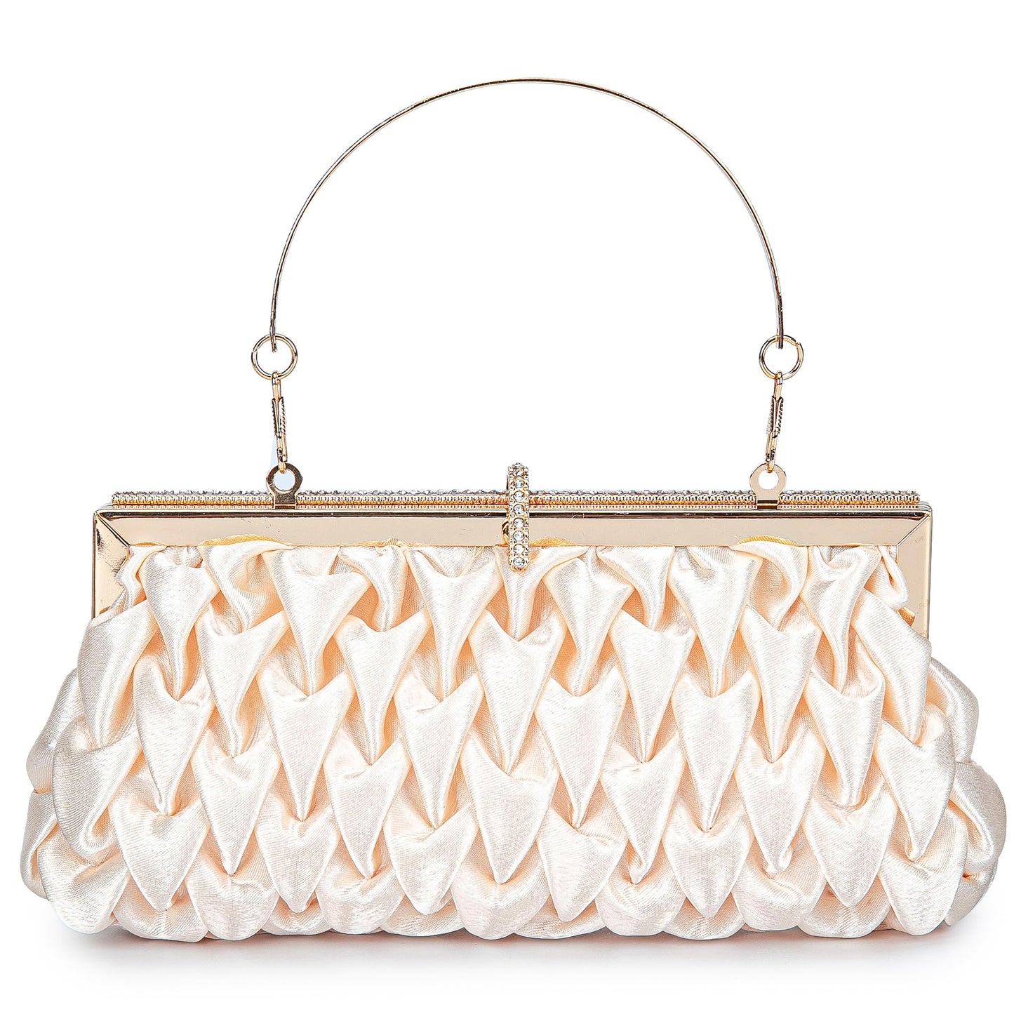 Classic Satin Clutch Bag Diamante Embellished Formal Evening Handbag for Wedding Prom Party Purses(gold)