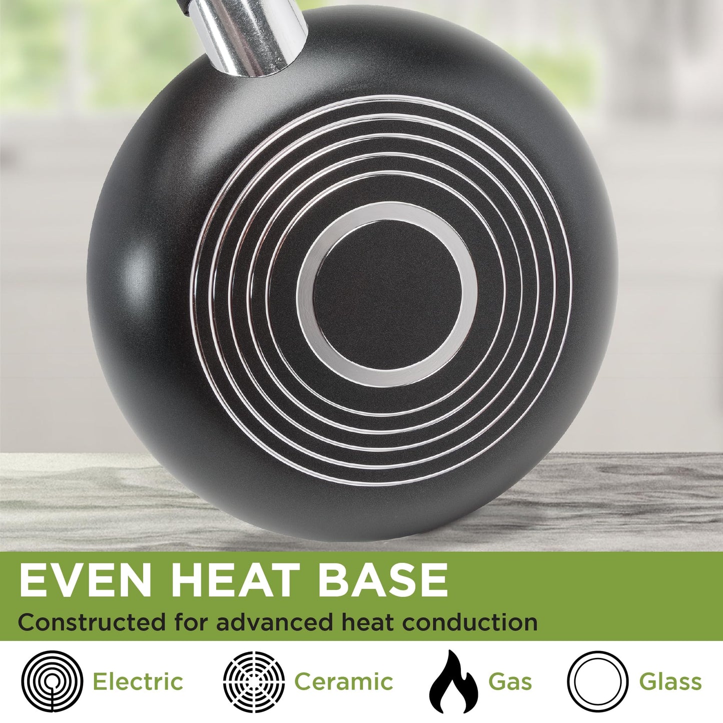 Ecolution Easy Clean Ceramic Nonstick Cookware Set, Dishwasher Safe Kitchen Pots and Pans Set, Comfort Grip Handle, Even Heating, Ultimate Food Release, 26-Piece, Black