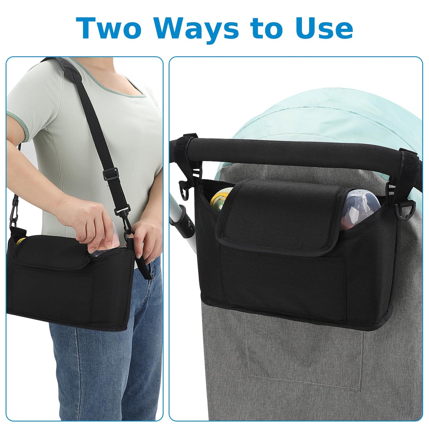 Accmor Universal Stroller Organizer, Stroller Bag Caddy Organizer, Stroller Organizer Accessories for Uppababy, Baby Jogger, Nuna, Doona, Britax Strollers