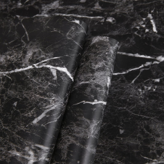 Abyssaly Black Marble Contact Paper Granite Peel and Stick Wallpaper for Countertop Self-Adhesive Waterproof Thicken Wallpaper Kitchen Bathroom and Furniture 11.8" X 78.7"