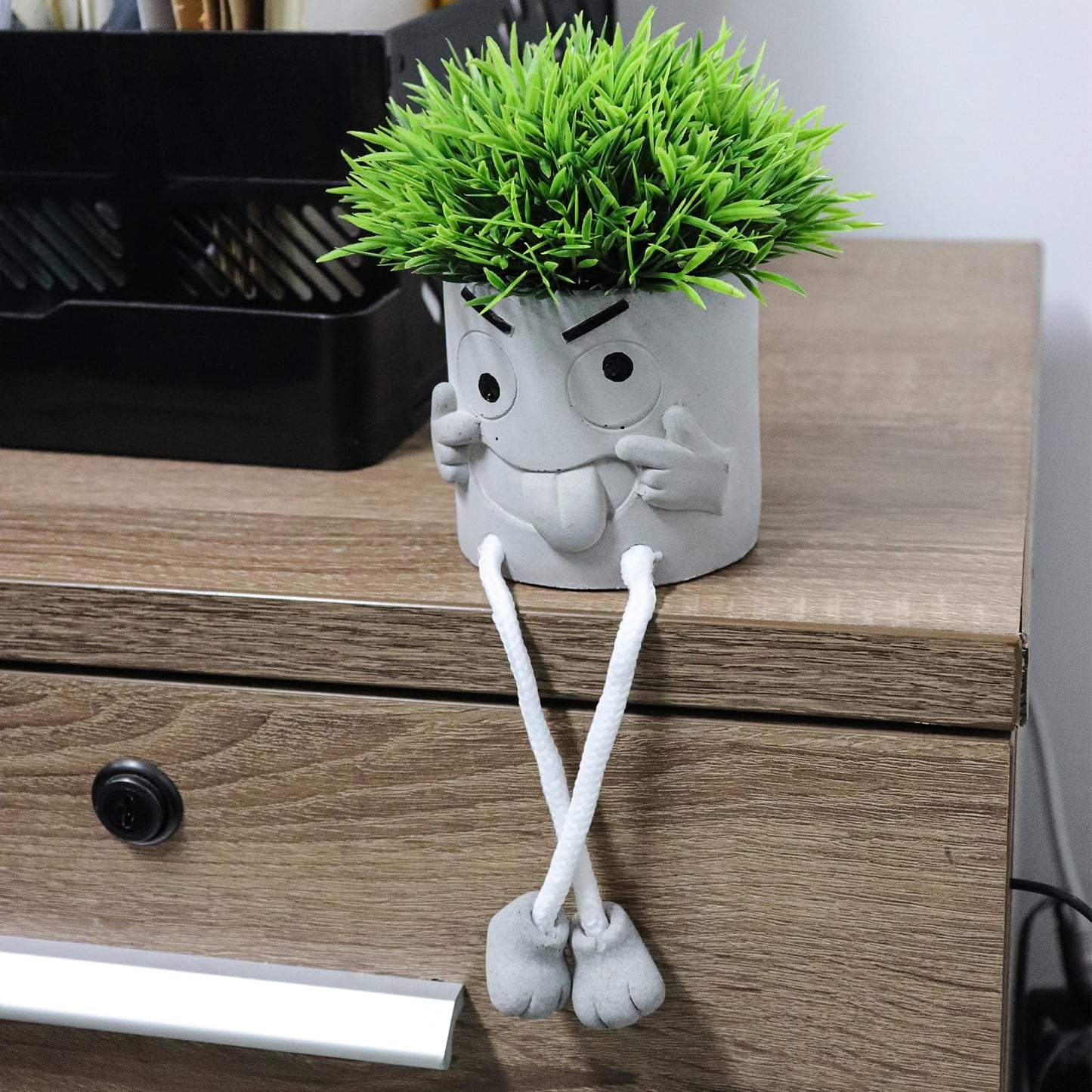 MAKHOT 2 Pack Cute Artificial Succulent Plants with Gray Flower Pots, Fake Plants Succulent Window Sill Decor for Gift Choice, Mini Potted Succulents for Desk Shelf Bathroom Decoration