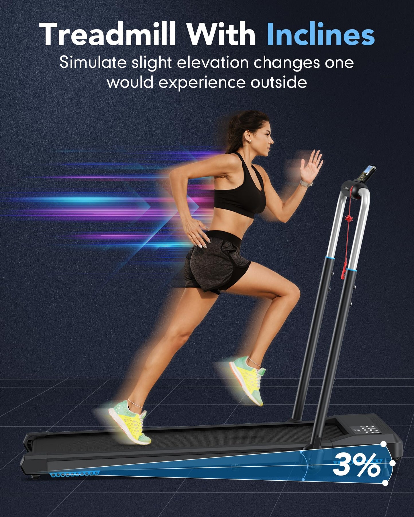 WELLFIT Folding Treadmills with 10% Incline, Under Desk Walking Pad 360+ LBS Weight Capacity, Treadmill for Home Office with Handle Bar, 3 in 1 Smart Treadmill Work with ZWIFT KINOMAP No Assembly