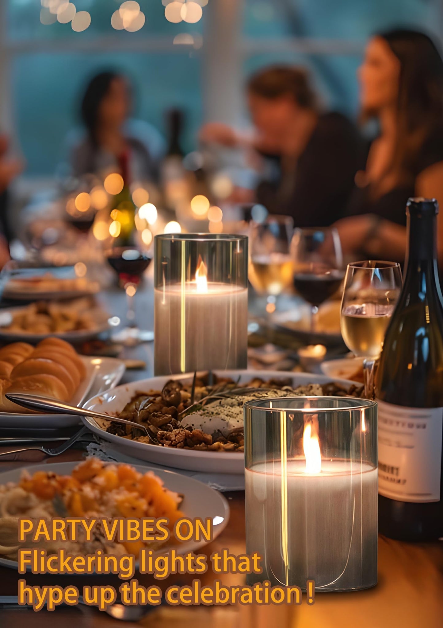 200 Hour Flameless Candles with Remote, Rechargeable Flickering Glass Pillar Candles with Remote and Timer, Moving Flame for Halloween Christmas Festival Wedding Home Party Decor