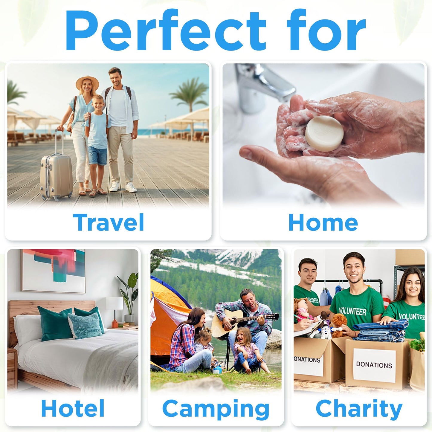 BERGMAN KELLY - Hotel Soap Bars - White Tea, 1 oz, 200 PK - Travel Size Luxury Bulk Amenities Bar Soap, Mini Individually Wrapped Round Soap - Small Toiletries for Airbnb, Motel, Guest Bathroom