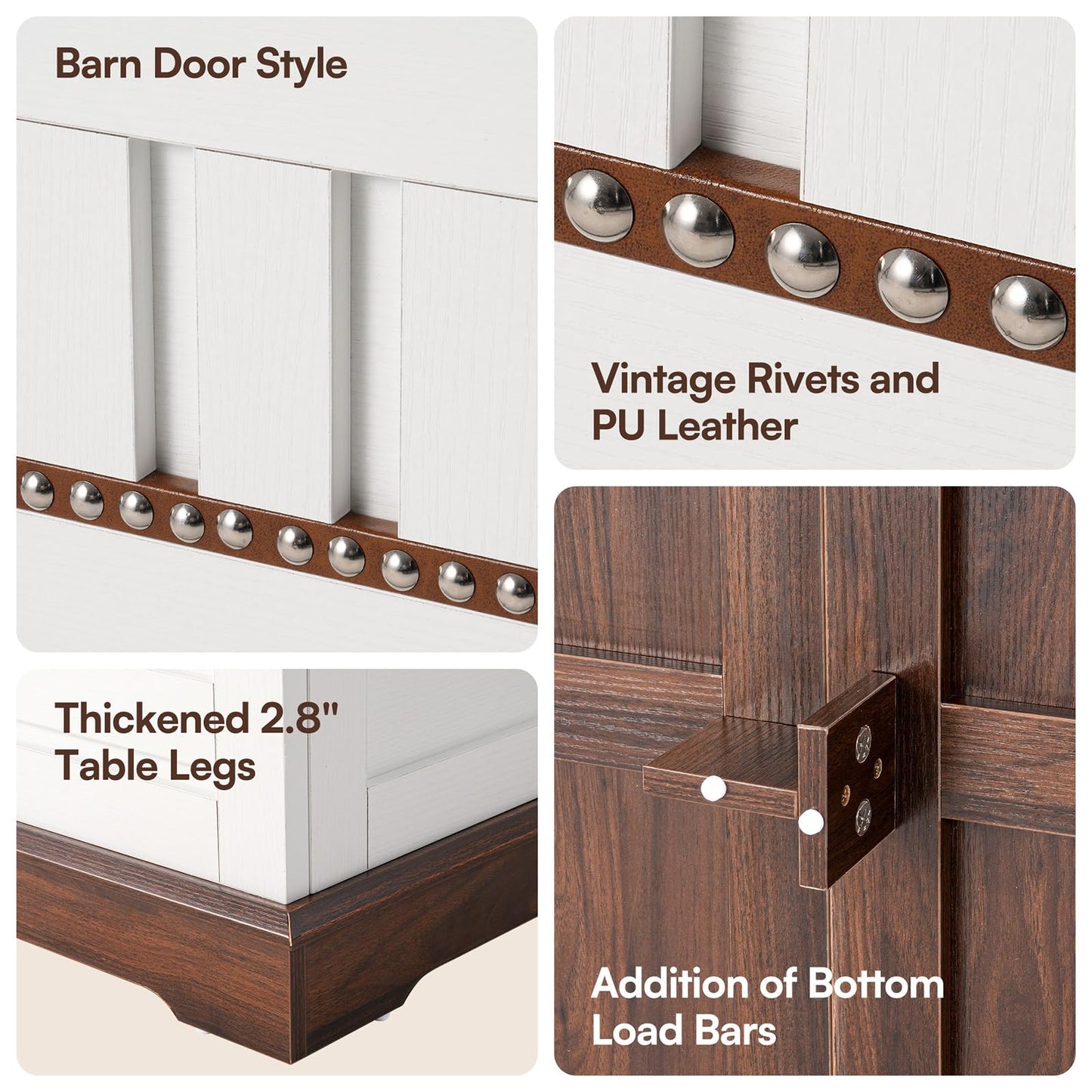 Farmhouse Lift Top Coffee Table with Large Hidden Storage Compartment, Wood Square Center Tables with Rivet Barn Door, Lift Tabletop Dining Table for Living Room, Home, Office