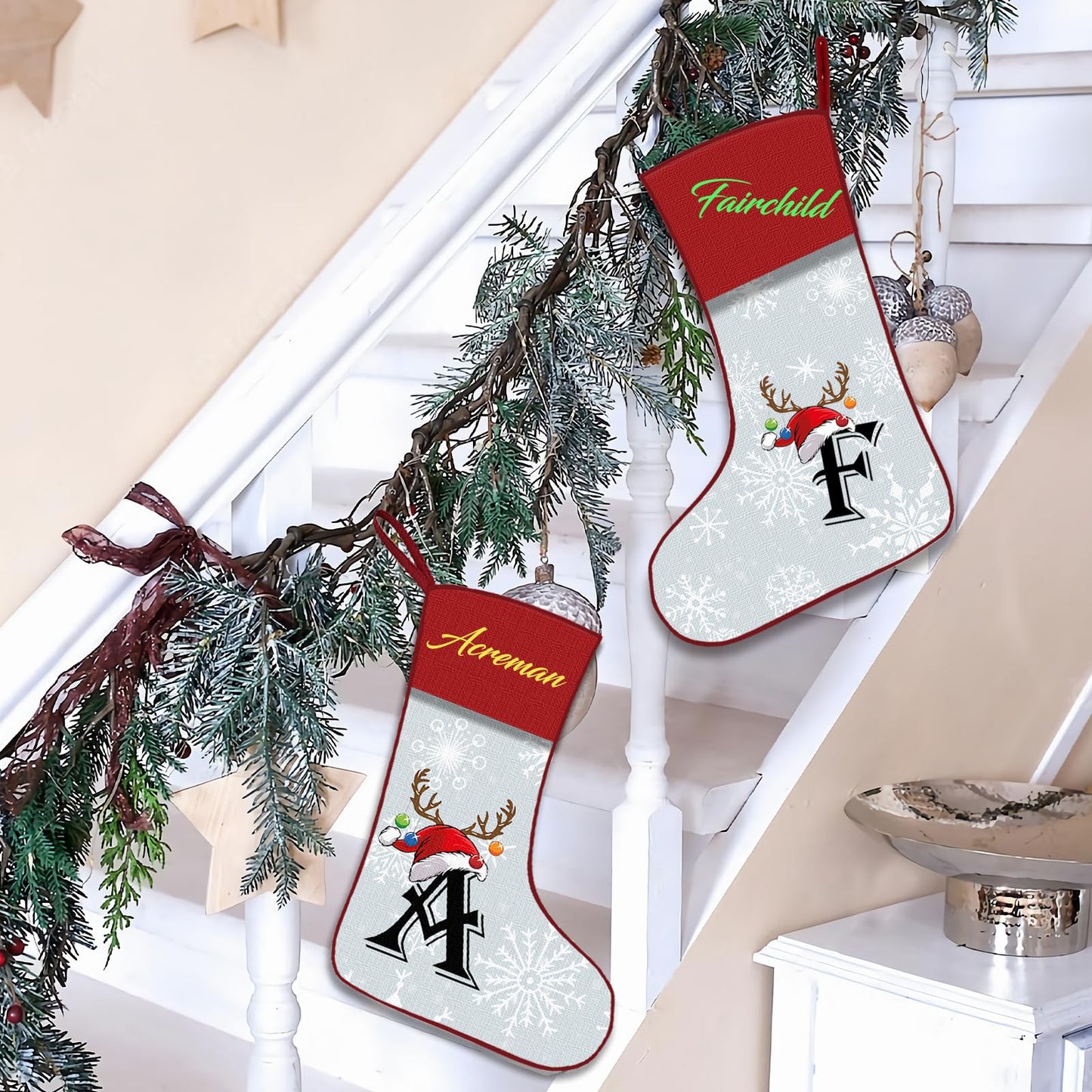 ubmpj Personalized Christmas Stocking Custom Christmas Stockings with Name Holiday and Family Stocking for Fireplace Christmas Holiday Party Decoration