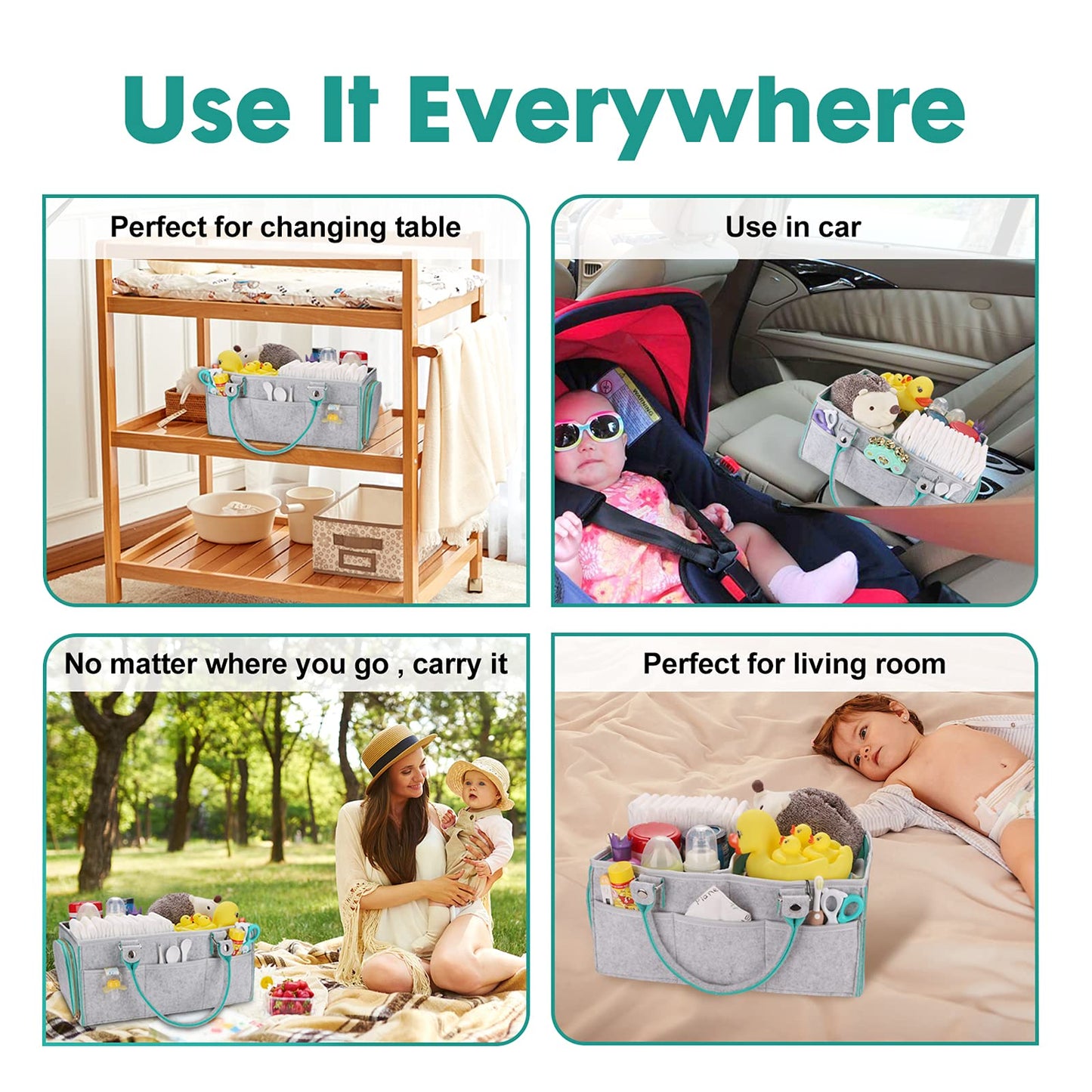 Baby Diaper Caddy Organizer for Boy or Girl Large Nursery Storage Bin Basket Portable Holder Tote Bag for Changing Table and Car Baby Shower Gifts Newborn Essentials Stuff Registry Must Haves Item