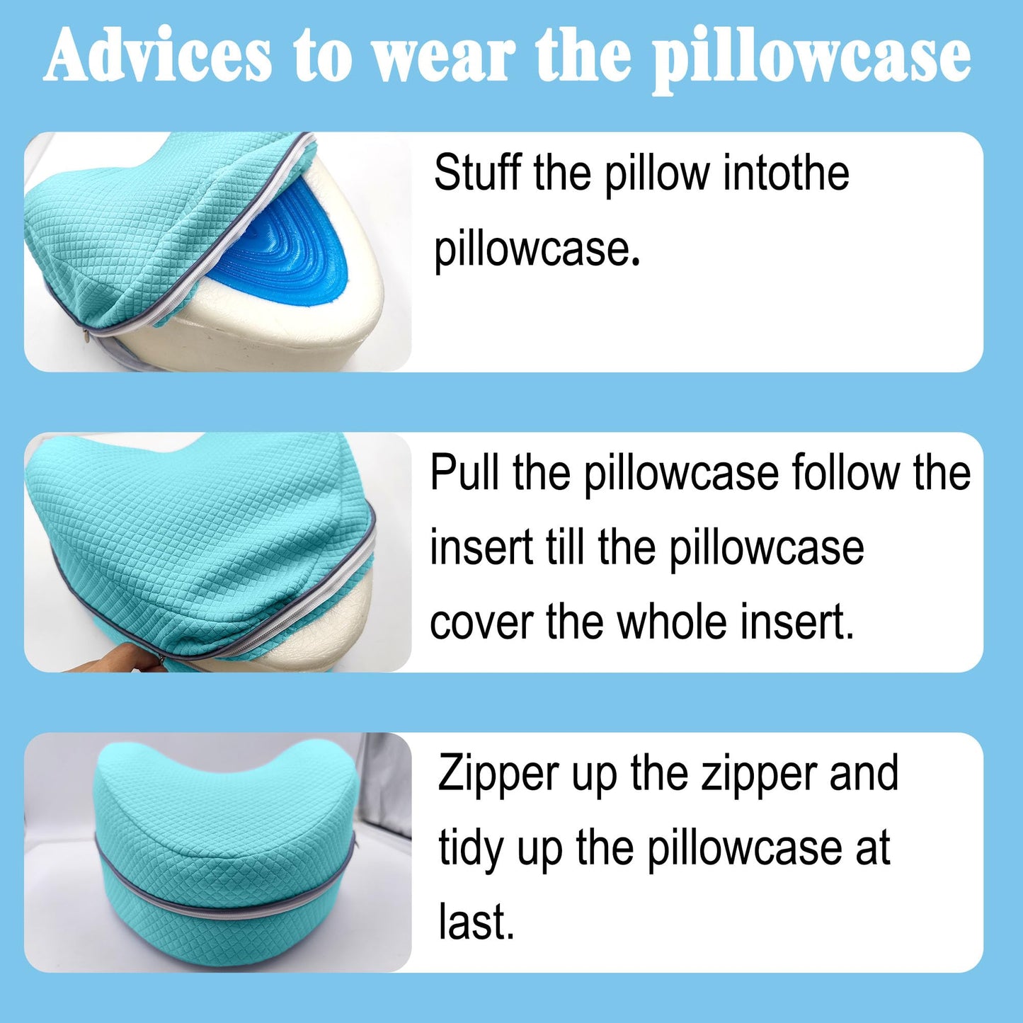 xcivi Pillowcase for Contour Memory Foam Side Sleeper Support Pillow, Pillowcase for Knee Pillow, Pillow Cases for Side Sleeper Pillow, Pillow Cover (Blue)