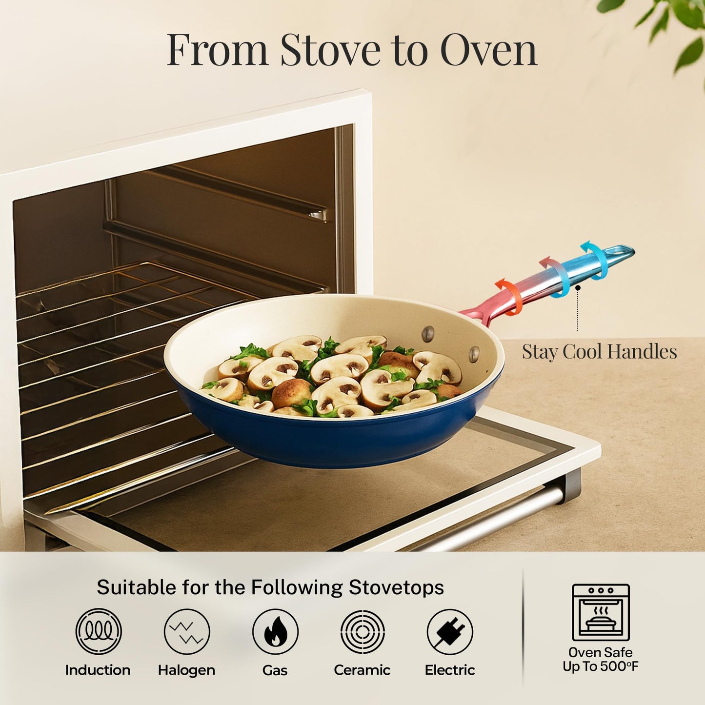 GOTHAM STEEL PRO 13 Pc Ceramic Cookware Set Nonstick, Pots and Pans Set Non Stick for Kitchen, Hard Anodized Induction Cookware, Non Toxic Made Without PFOA PFOS, Oven & Dishwasher Safe – Navy Blue