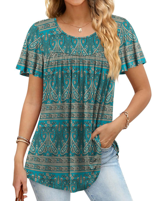 Anymiss 2025 Womens Spring Tunic Tops Summer Casual Dressy Short Sleeve Loose Fit T Shirts 2XL