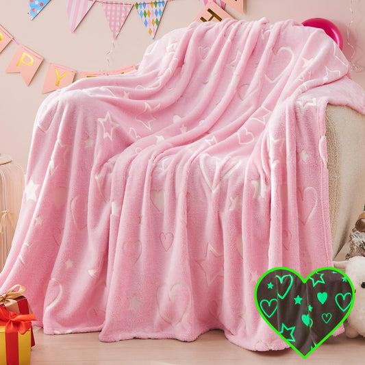 inhand Glow in The Dark Blanket Gaming Gifts for Boys Controller Kids Throw Gamer Blanket Gamer Toys for Kids Boys Game Gamepad Presents Birthday Easter Halloween Grey 50"x60"