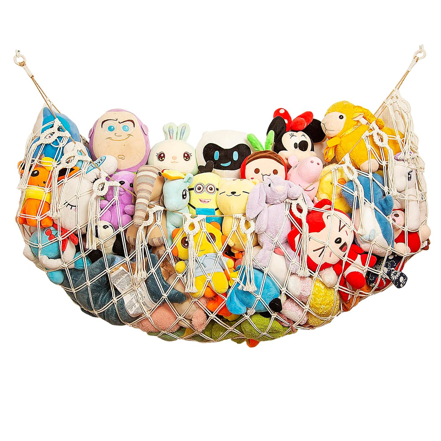 Amdermi Stuffed Animal Hammock Corner Wall Stuffed Animal Net or Hammock for Stuff Animal Storage Plush Toy Holder Boho Macrame Toy Display for Nursery Playroom Kid's Room