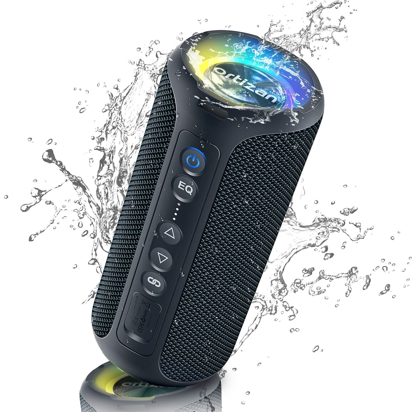 Ortizan Bluetooth Speakers, Portable Wireless Stereo Speaker - IPX7 Waterproof, 40W Loud Sound, Dual Pairing, Deep Bass, LED Light, Bluetooth 5.3, for Home/Shower/Outdoor/Beach, Gifts for Adult, Navy