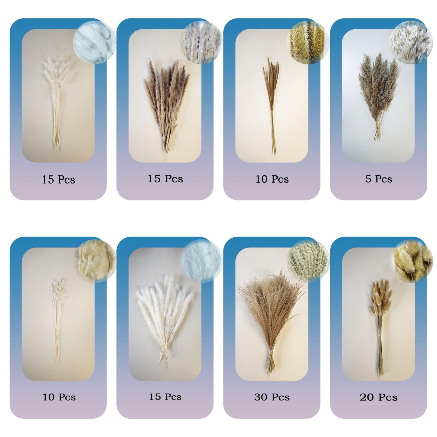 auleegay 120PCS 17” Dried Pampas Grass Bouquet with Rabbit Tail - Ideal for Wedding/Home/Party Decoration