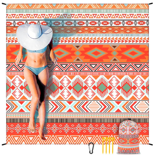 Beach Blanket Waterproof Sandproof Extra Large Beach Mat 79" X 83"/120"x108"for 1-8 Adults Quick Drying Durable Outdoor Picnic Mat for Beach Travel Camping Hiking