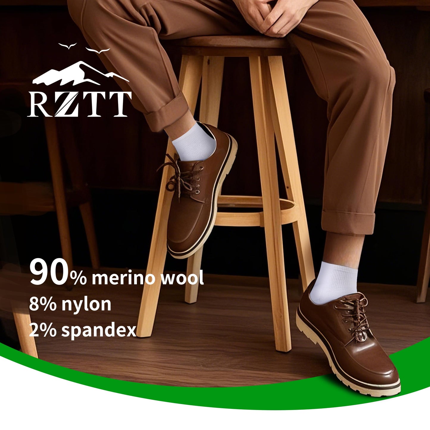 RZTT 90% Merino Wool Socks for Men and Women Athletic Ankle Socks with Arch Support Breathable Ultra Soft 3 Packs for All day Comfort,Medium,White