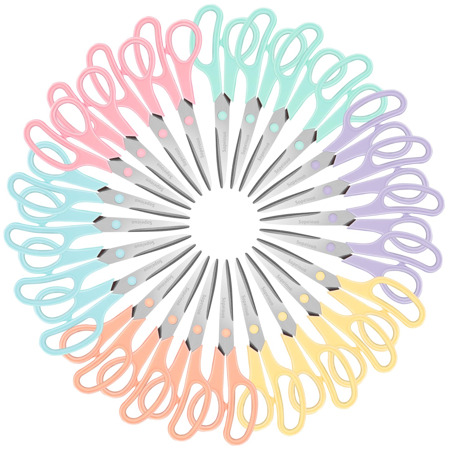 Scissors Set of 6-Pack, 8" Scissors All Purpose Comfort-Grip Handles, Sharp Scissor for Office Home School Craft Sewing Fabric Supplies, High/Middle School Student Teacher, Right/Left Hand