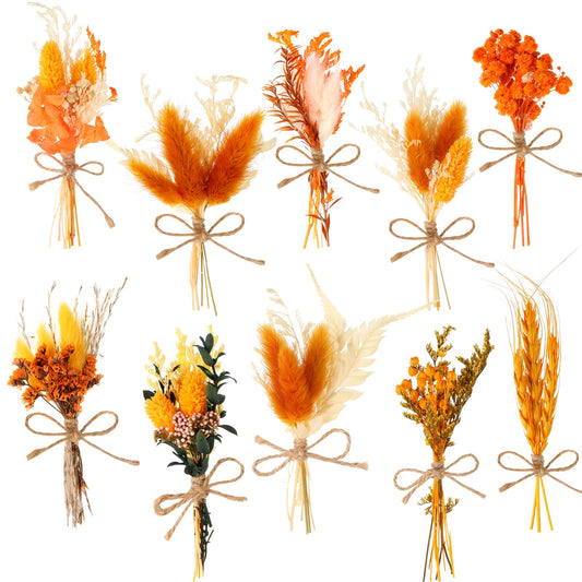 VAIPI 10 Pack Dried Flowers Bouquet Purple Dried Flower with Stem Real Natural Mini Dry Flower Bundles Spring Wildflowers Floral Arrangement for Vase Crafts DlY Wedding Home Decor (Purple Series)