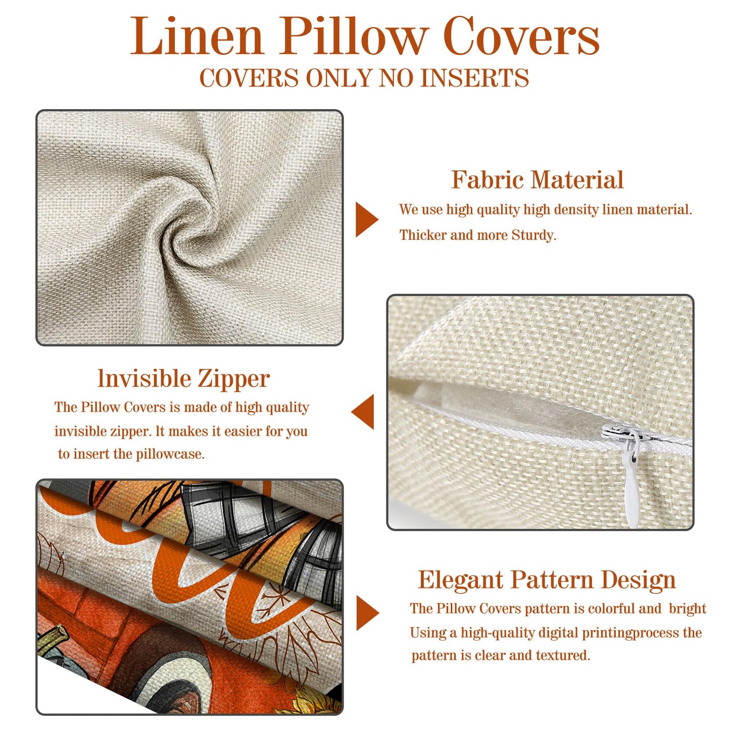 Unibyby Fall Pillow Covers 18x18 Set of 4 Hello Pumpkin Outdoor Throw Pillow Covers Home Decor Buffalo Check Plaid Pillowcase Square Cushion Covers for Sofa Bed Couch