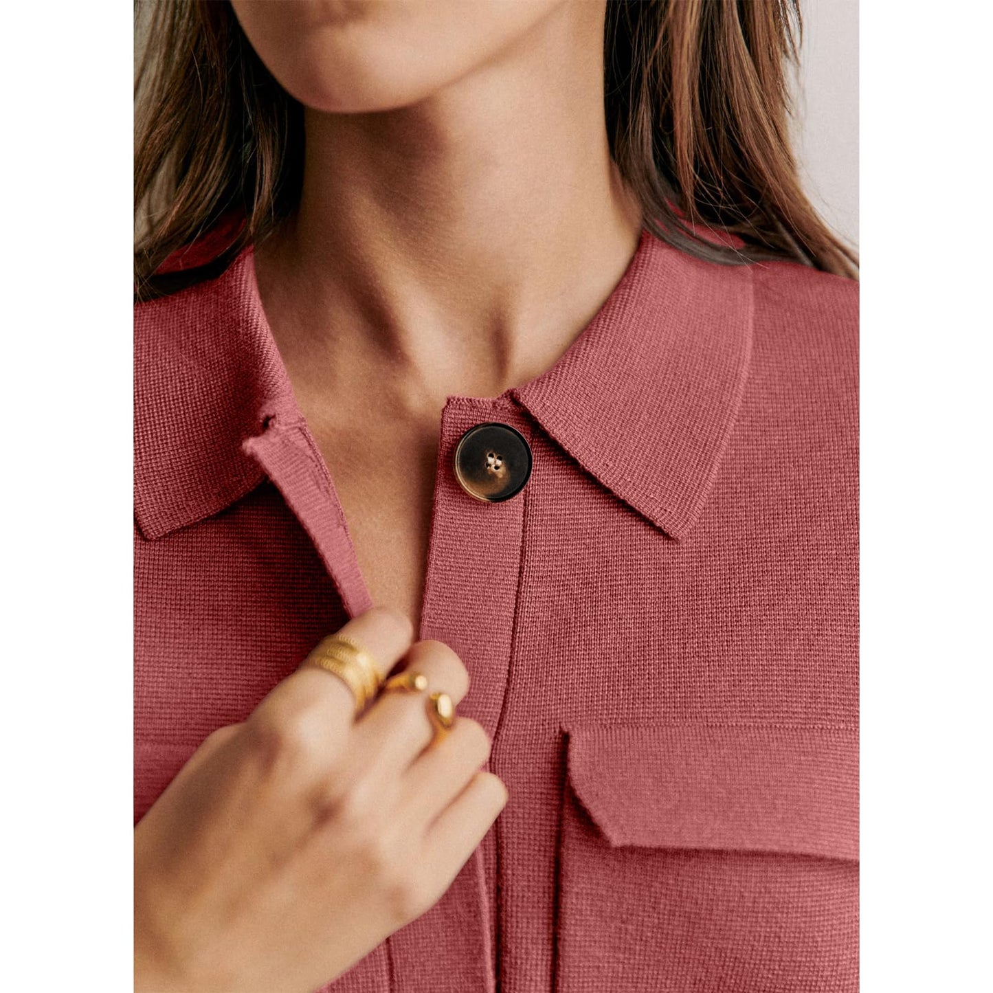 Senllen Women Cropped Cardigan Sweaters 2025 Casual Trendy Collared Button Down Open Front Long Sleeve Knit Shackets Jackets