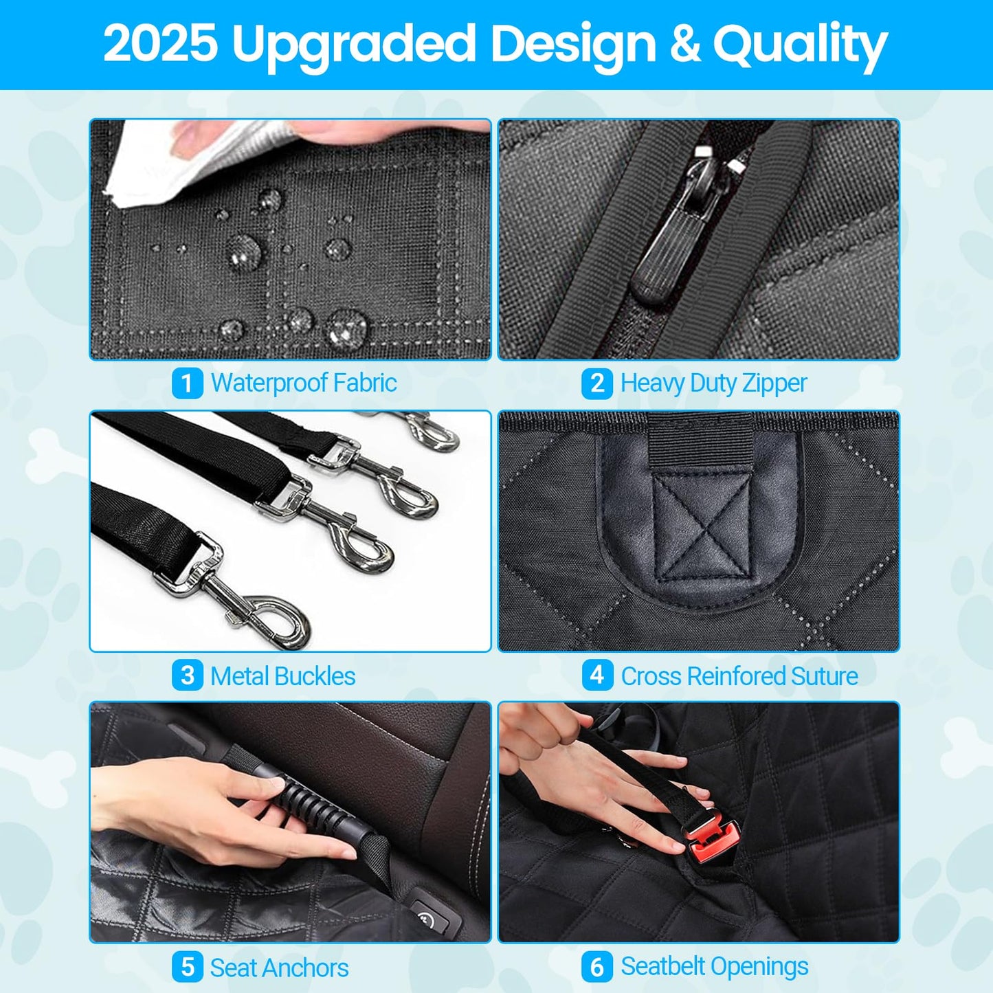 EcoZoro Dog Car Seat Cover for Back Seat, Waterproof Back Seat Extender Hard Bottom Holds 400lbs, Sturdy Dog Hammock for Car Pet Backseat Protector with Mesh Window, Dogs Car Bed for Car, SUV, Truck