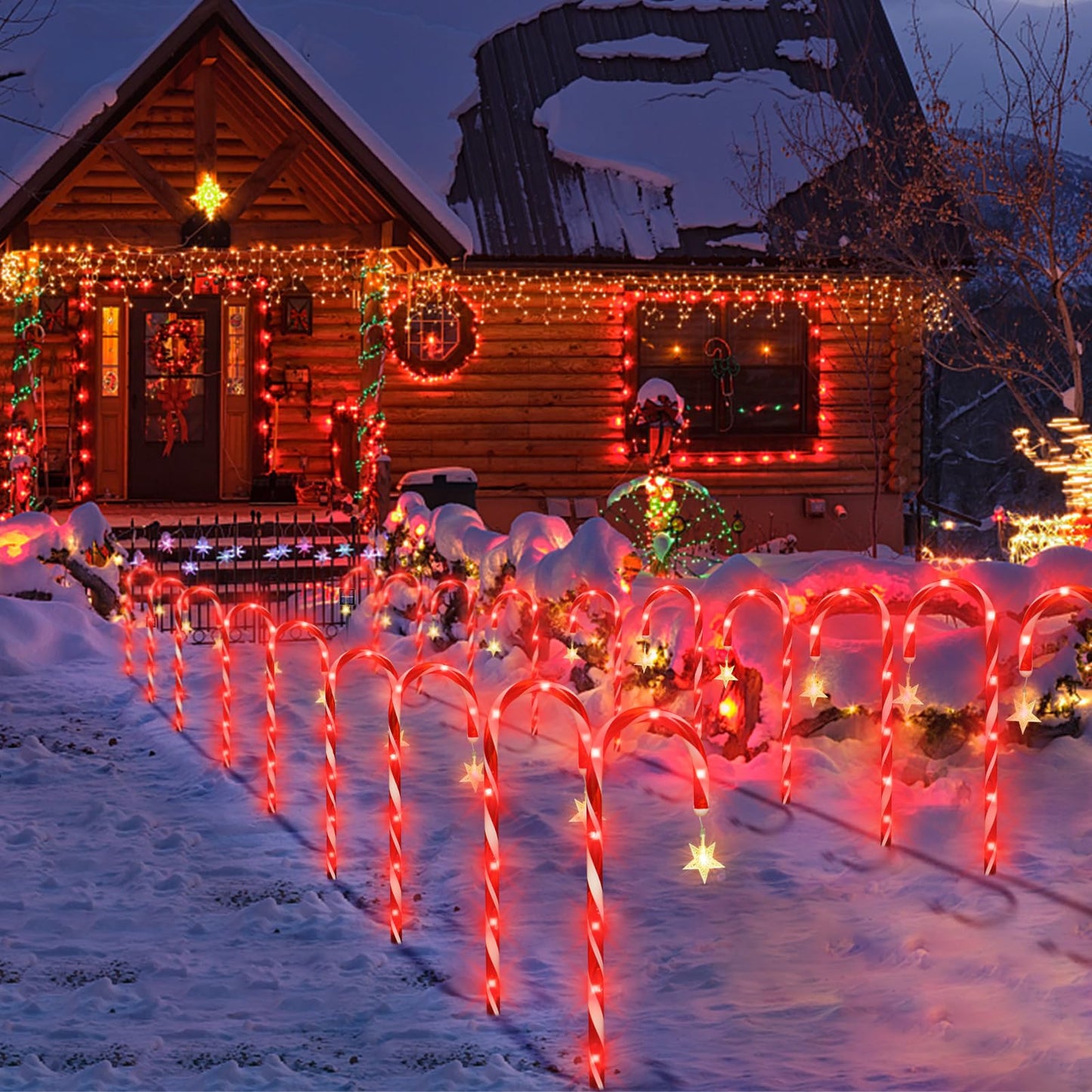 Bstge 10 Pcs Solar Christmas Candy Cane Lights with 8 Modes, Waterproof Garden Pathway Lights for Outdoor Xmas Patio Yard Walkway Decorations