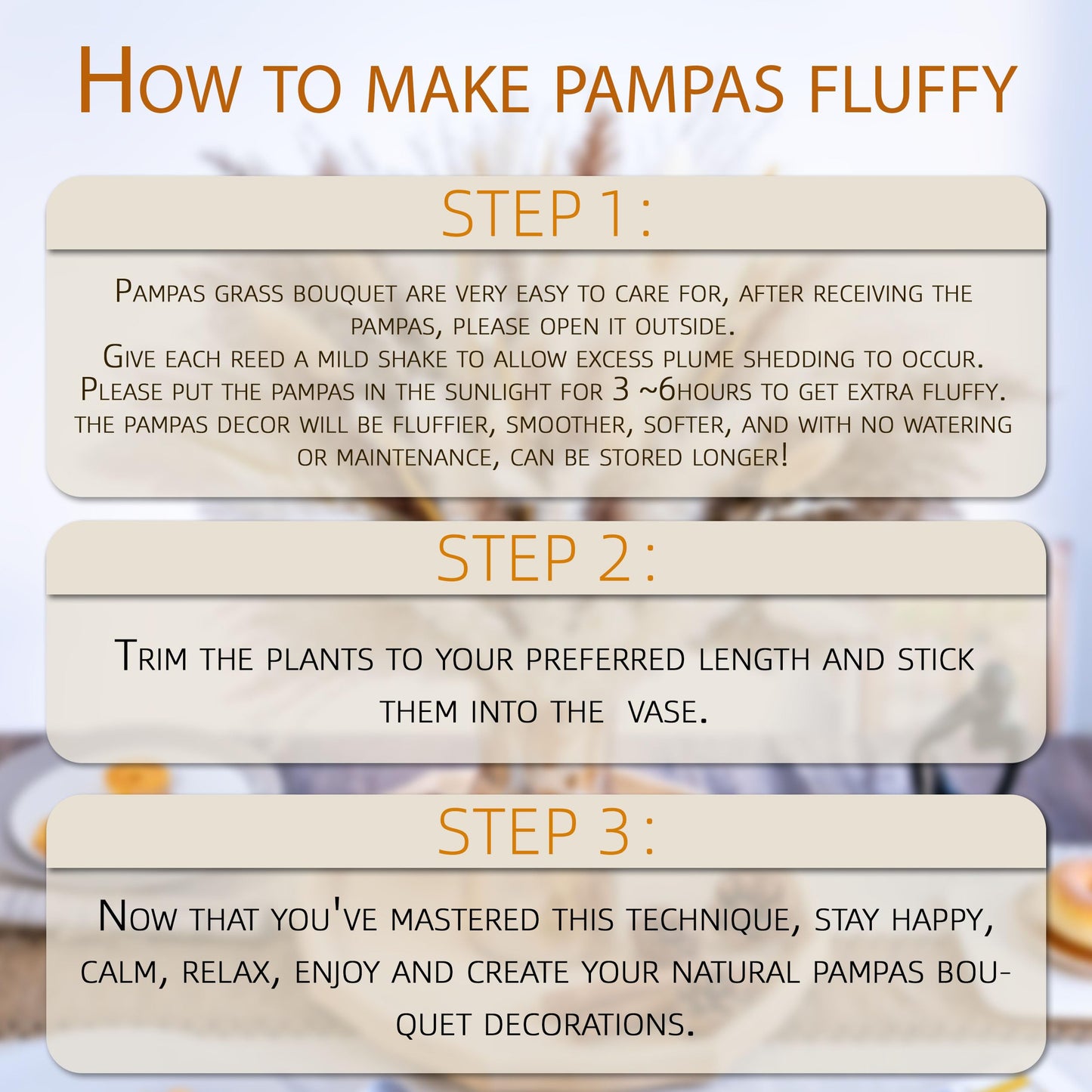 150PCS Natural Pampas Grass Bouquet | Boho Dried Floral Arrangement Centerpiece for Table, Wedding, Rustic Decor (150PCS)