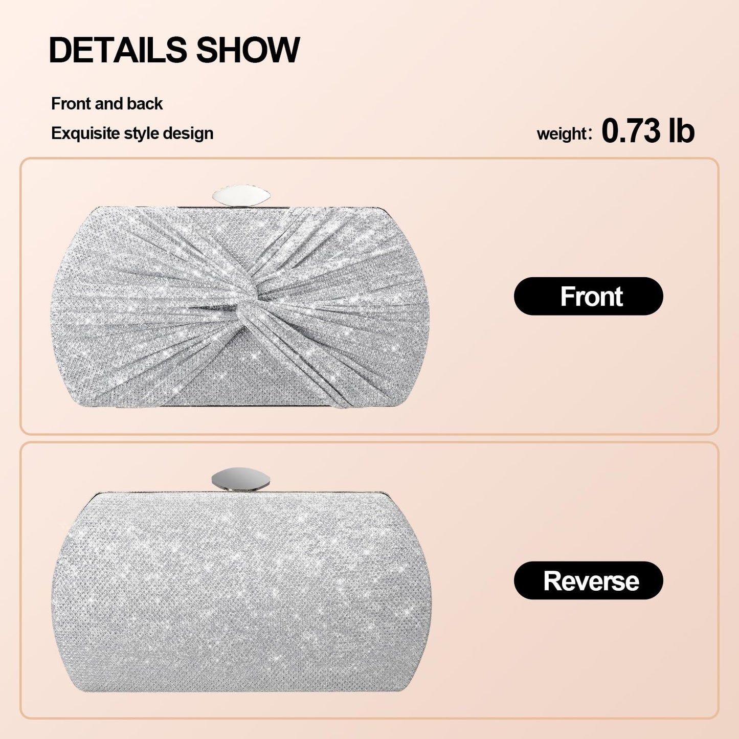 Suhatjia Clutch Purses for Women Wedding Evening Glitter Sparkly Handbags Party Purses for Women with Detachable Chain