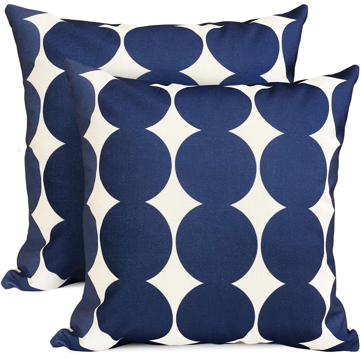 RYSMIYOU Decorative Throw Pillow Covers Set of 2 Blue Pillow Covers 18x18 inch Throw Pillow Cases Linen Square Pillow Case,Farmhouse Outdoor Polka dot Pillow Covers for Couch Sofa Bed Living Room