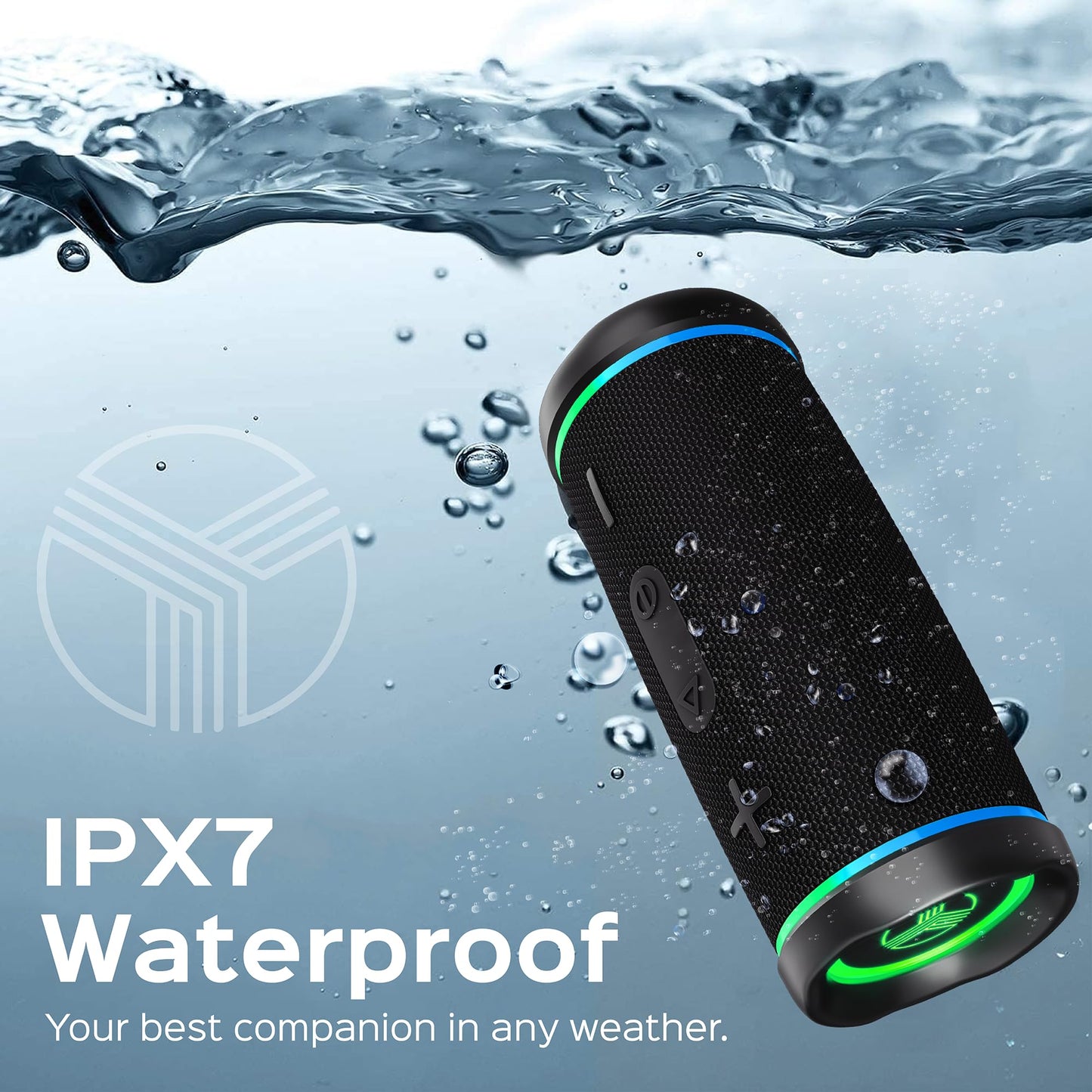 TREBLAB HD77 Bluetooth Speaker - Powerful 360° Sound with Impactful Bass, 30W Portable Wireless Audio, 20H Battery, IPX7 Waterproof, TWS Stereo, Shockproof Design for Outdoor, Beach, Pool, Jobsite