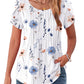 Zeagoo T Shirts for Women Casual Crew Neck Petal Short Sleeve Summer Tunic Top Floral Printed Trendy Blouses