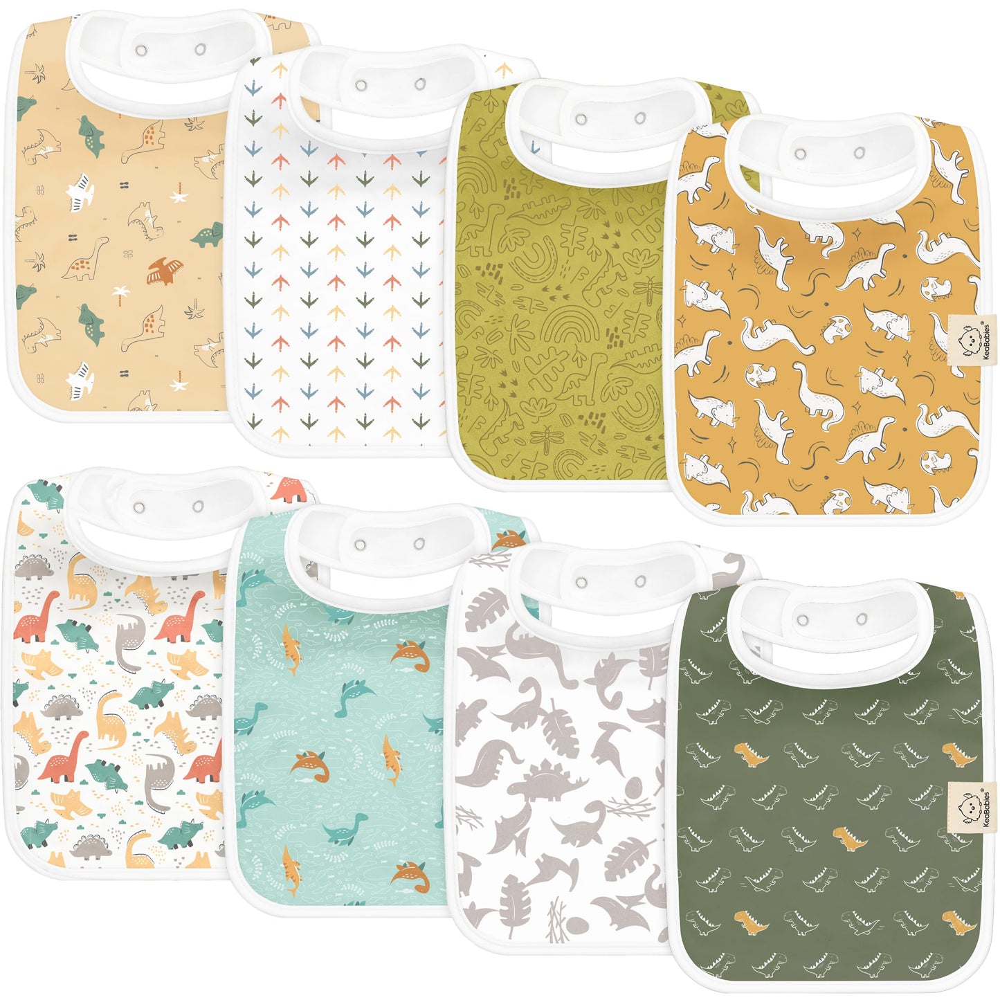 KeaBabies 8-Pack Organic Baby Bibs for Boys, Girls - Super Absorbent Cotton Drool Bibs for Baby Girl & Boy, Teething Toddler, Drooling Newborn, Ultra Soft & Machine Washable (Cruise)