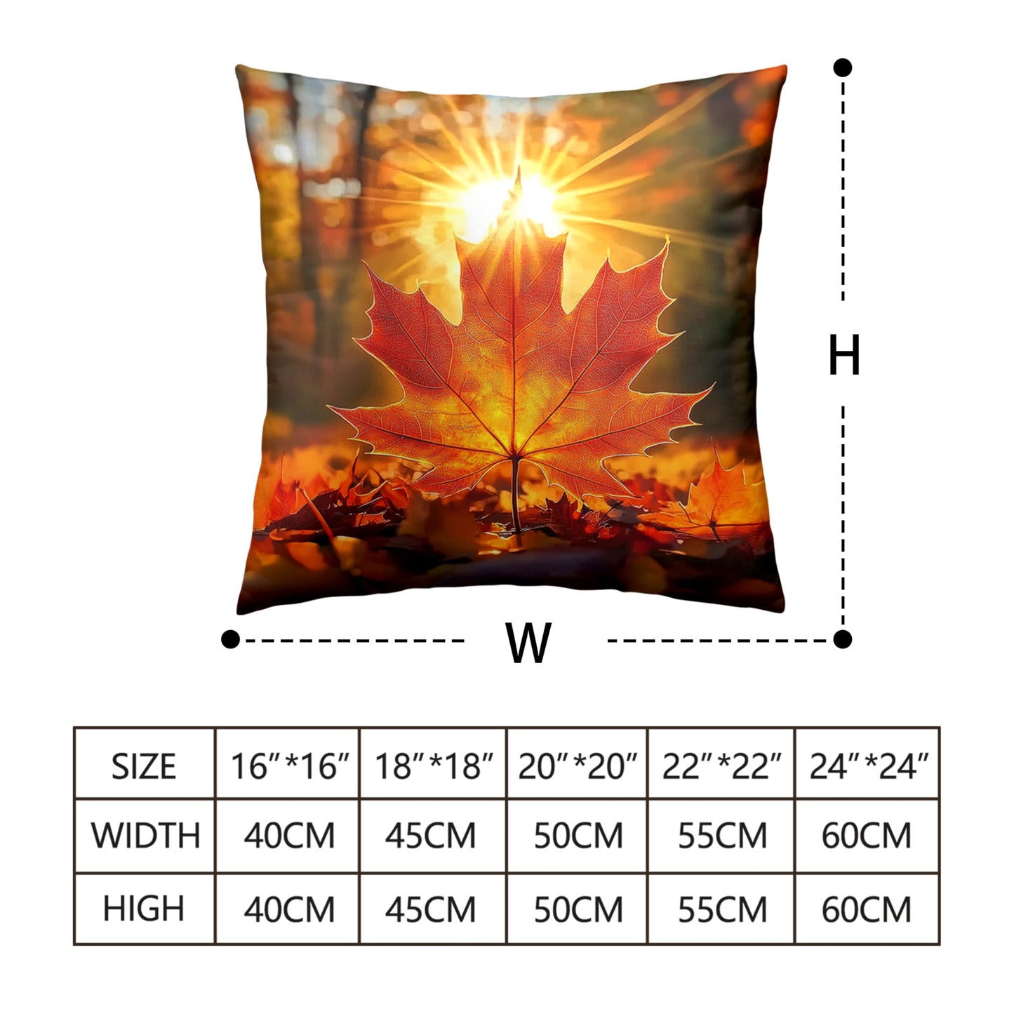 Kwlegh Fall Throw Pillow Covers 18x18 Set of 2 Maple Leaf Pillow Covers Maple Forest Outdoor Pillow Covers Autumn Sunset Sunshine Pillow Case for Living Room Couch