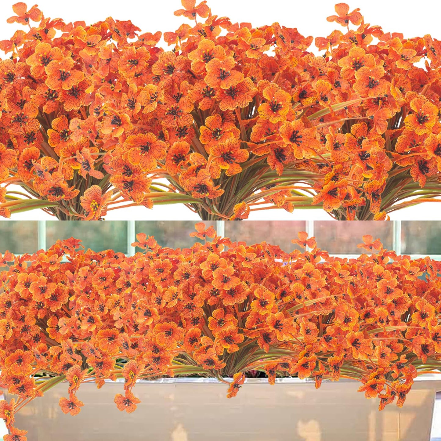 Grunyia Artificial Fall Flowers for Outdoors, 20 Bundles Faux Plants No Fade Plastic Shrubs Autumn Decor Farmhouse Home Garden Thanksgiving (Fall Red)