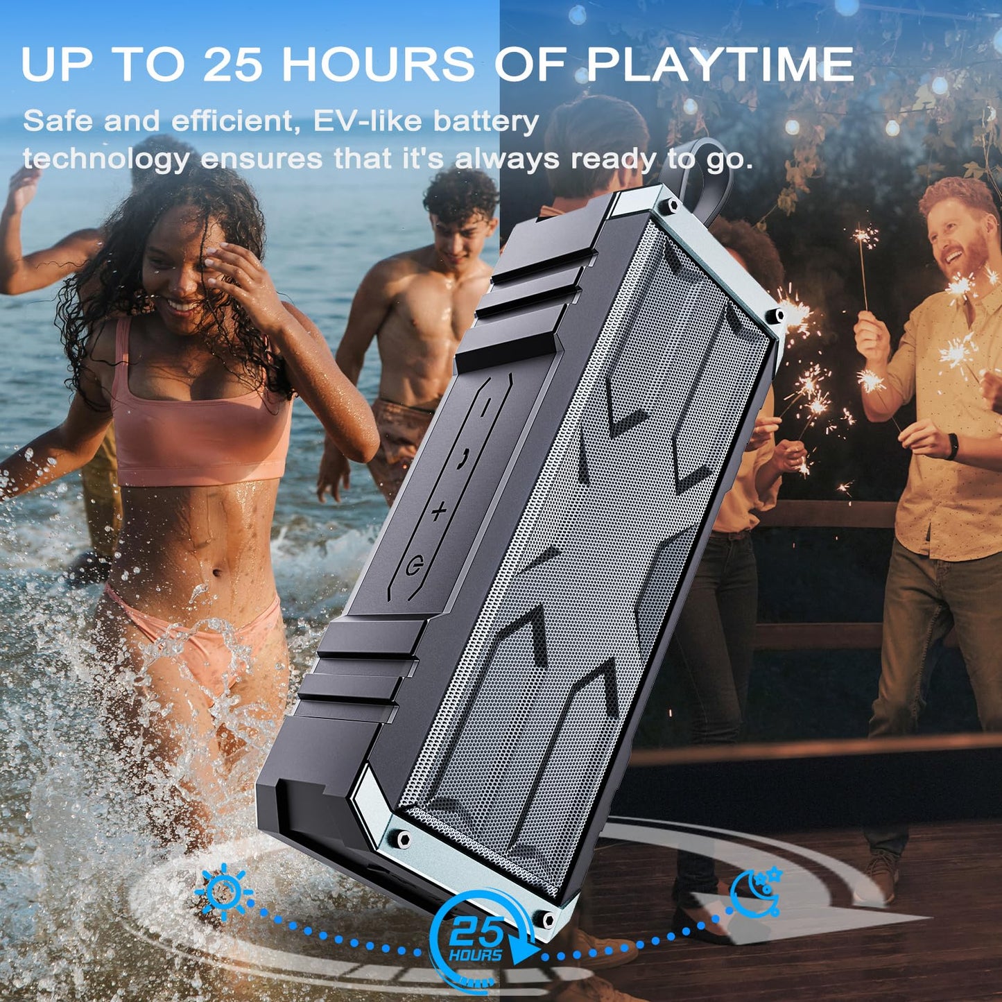 comiso Bluetooth Speaker, 5.3 Rugged Bluetooth Speakers with 20W Stereo Sound, IPX7 Waterproof, 24H Playtime, Small Speakers Blue Tooth Wireless with Deep Bass for Home, Outdoor, Beach, Travel