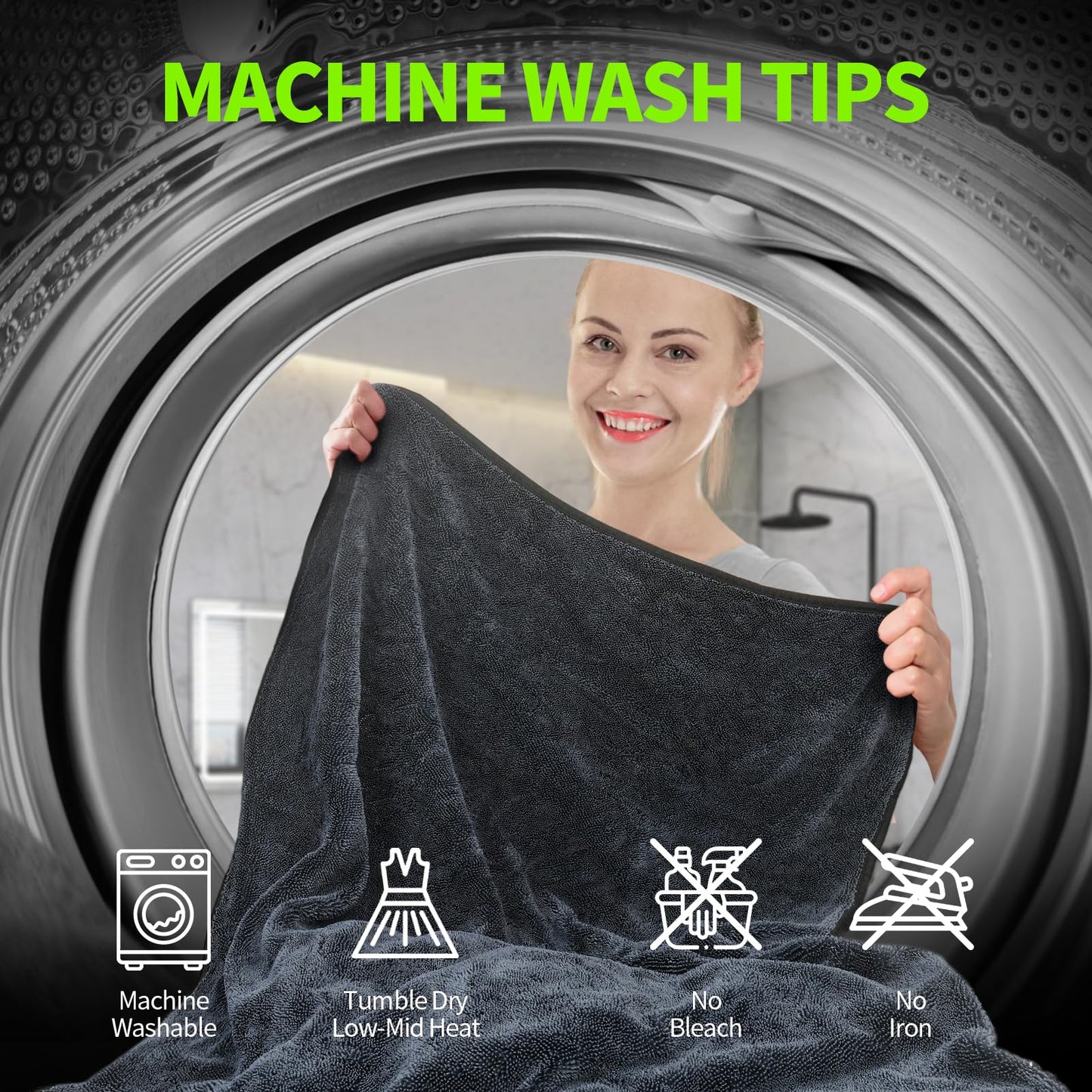 Wontolf 3-Pack Car Drying Towel with Storage Bag, Drying Towels Car Detailing, Ultra Absorbent Microfiber Towels for Cars and Trucks (2 * 35" x 24", 1 * 11.8''x11.8''), Streak Free, No Water Spots