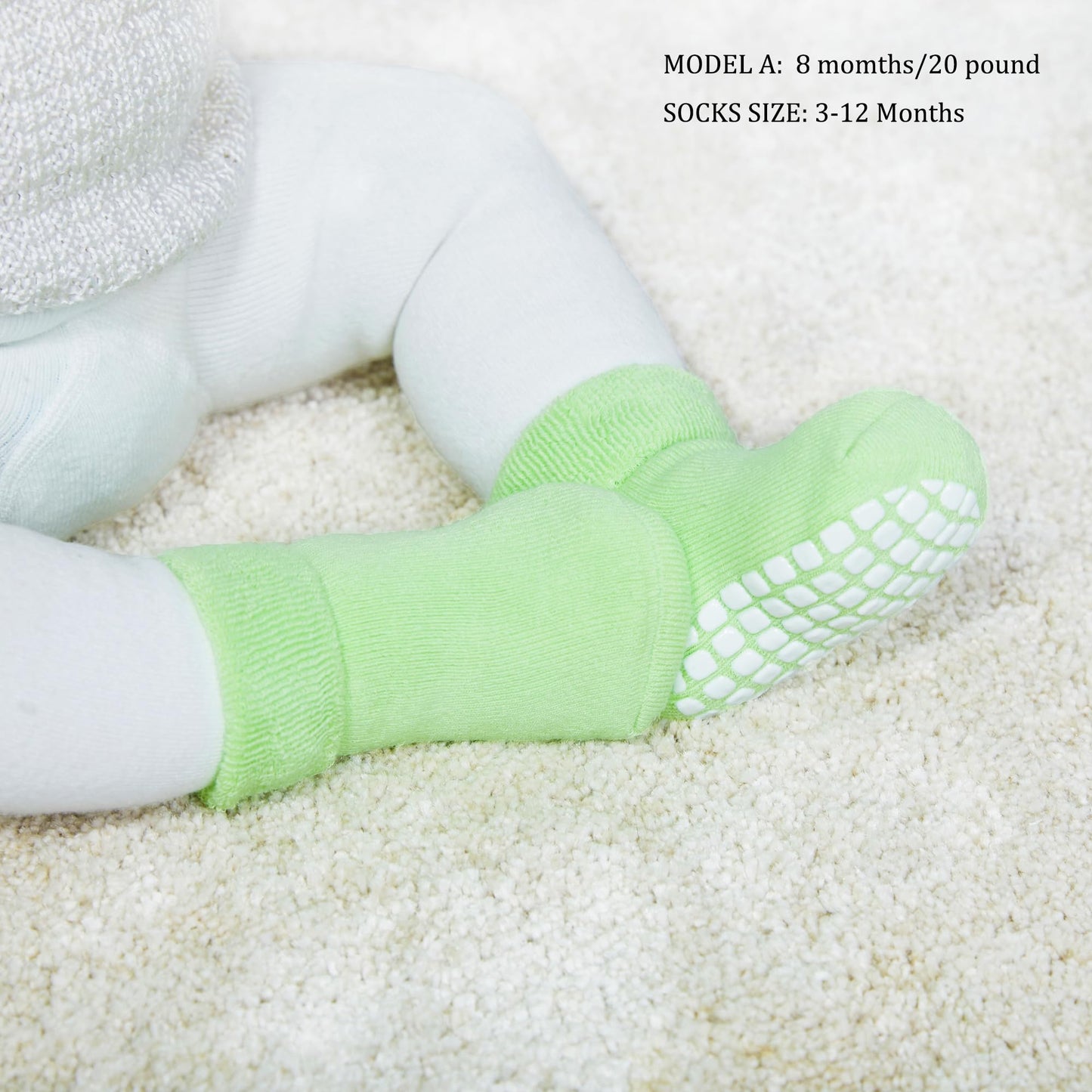 VWU Baby Toddler Kids Ankle Crew Socks with Grips Unisex Warm Thick Cotton Winter Socks 3-12 Months, Grip 6 Color