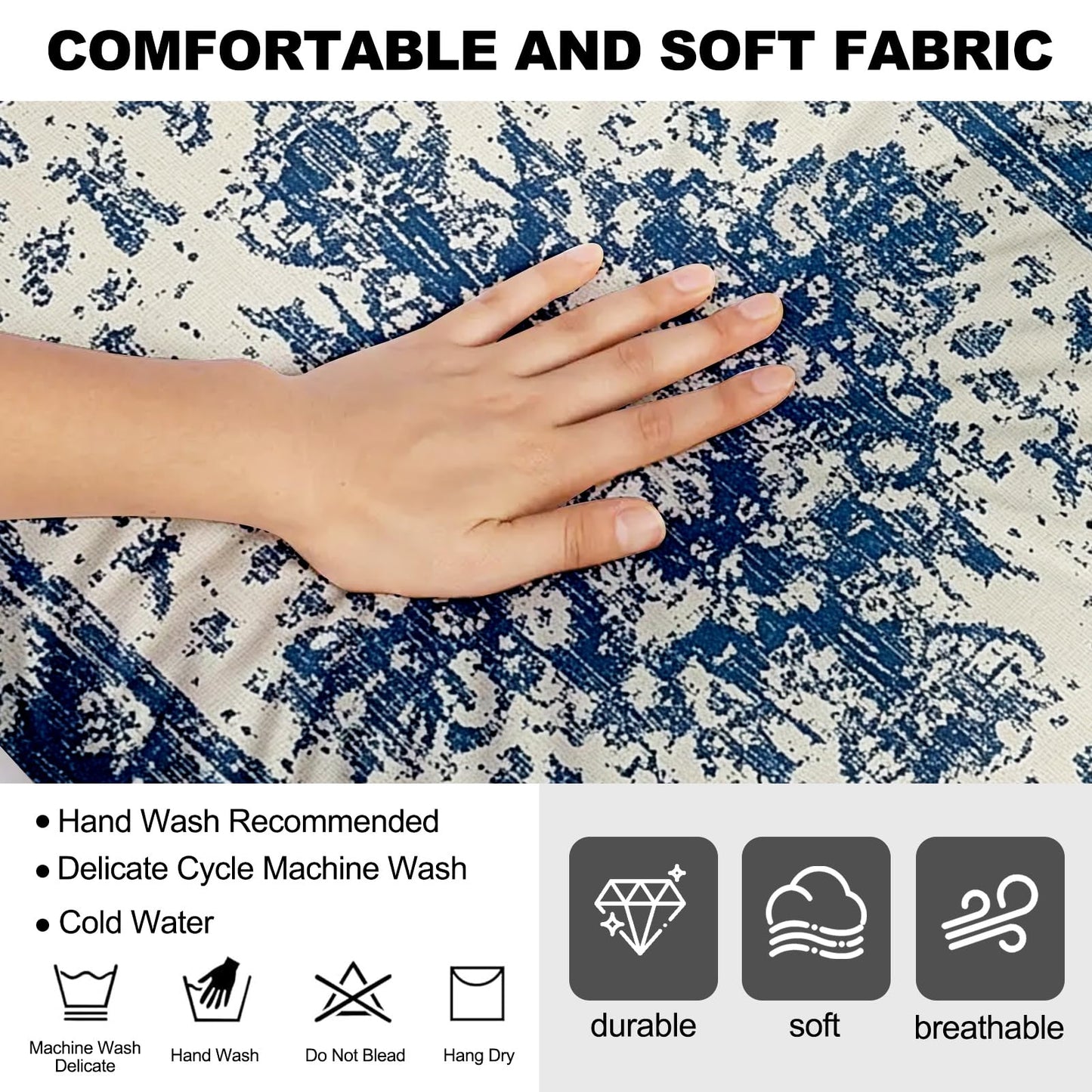 Miwasion Microfiber Body Pillow Cover with Hidden Zipper,Soft and Comfortable Fabric Body Pillow Cases,Lightweight and Breathable,The Size is 20"X 54" (Blue-Bohemian-15)