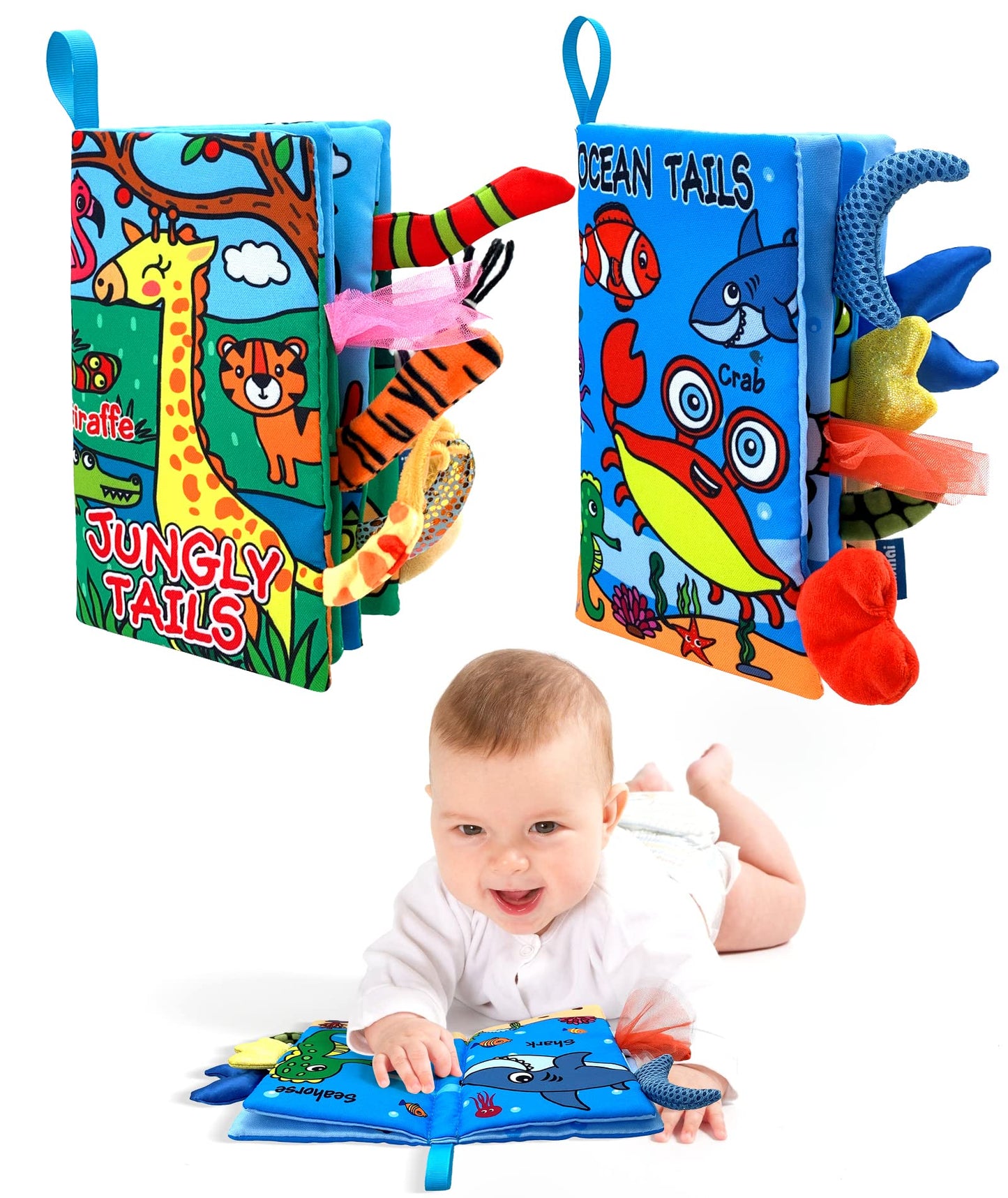 WESOTE Baby Cloth Books 2PCS High Contrast Sensory Crinkle Book for Babies Tummy Time Early Learning Infant Toys for 0-18 Months