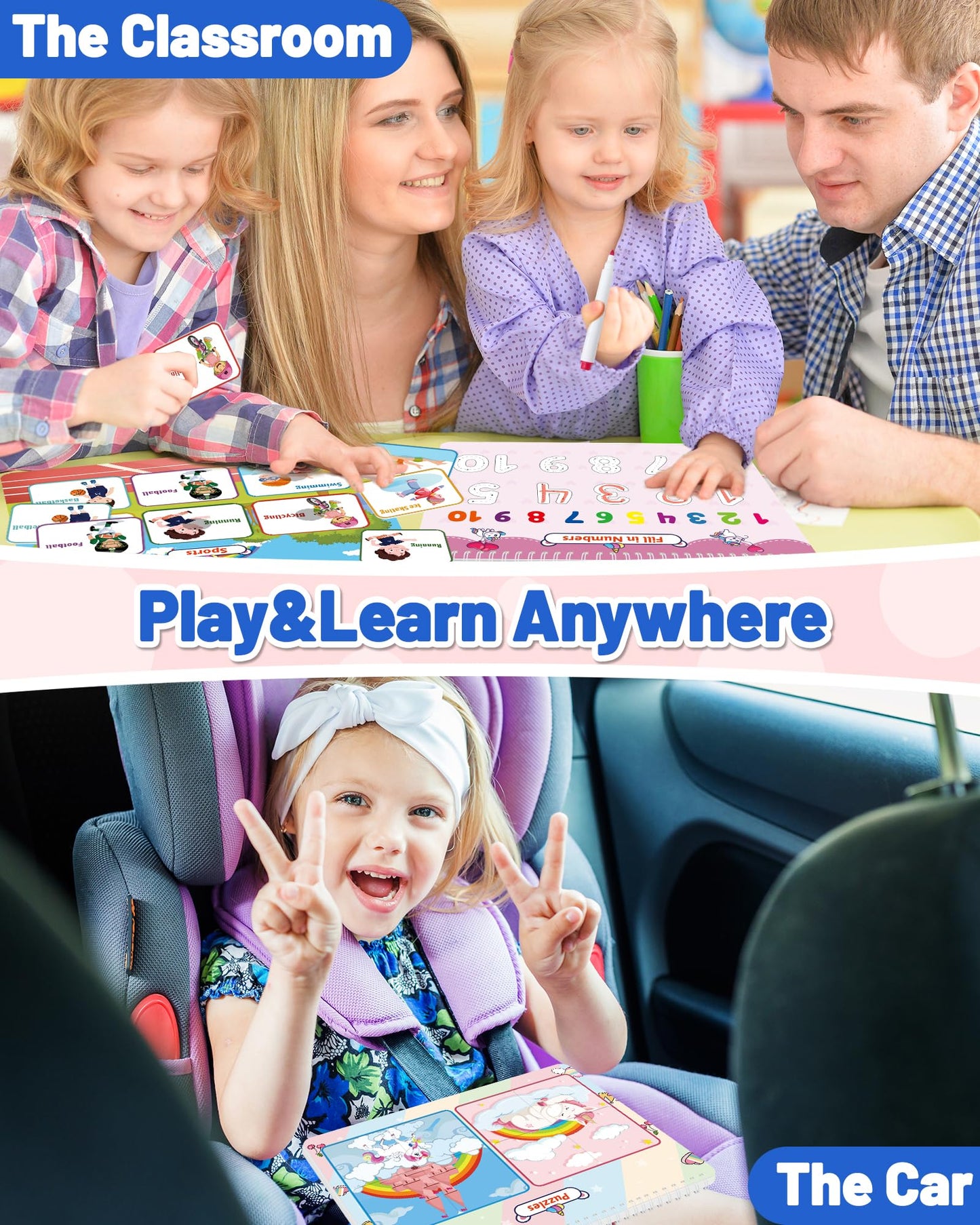 Unicorn Busy Book for Toddlers 3-5, Preschool Toddler Learning Activities Book, Educational Montessori Toys for 3 4 5 Year Old Girl Gifts, Busy Board Sticker Book for Toddler Travel Toys Workbook