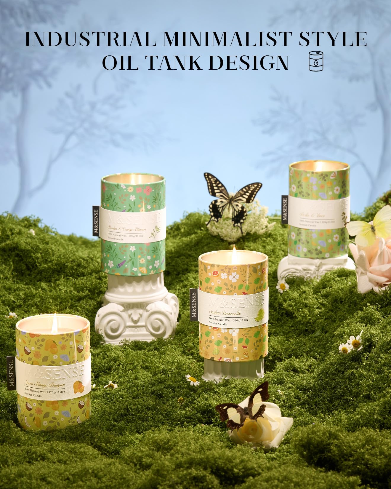 M&SENSE Pink Pepper Peony Scented Candle, Medium Jar Candle 11.3oz Natural Soy Wax for Home Scented, Floral Candles Gift for Spring Holiday, Up to 70 Hours Burning Long-Lasting Fragrance