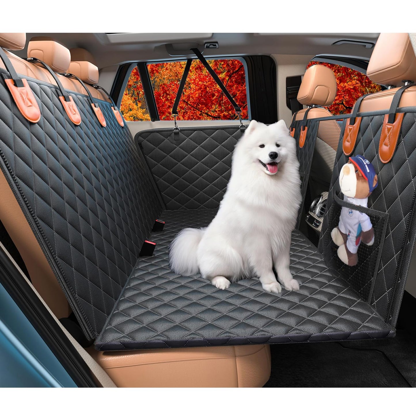 Crossarctic Back Seat Extender for Large Dogs, Dog Car Seat Cover Hard Bottom Holds 400lbs, Sturdy Backseat Extender for Dogs, Waterproof Dog Hammock for Dog, Car, SUV, Truck
