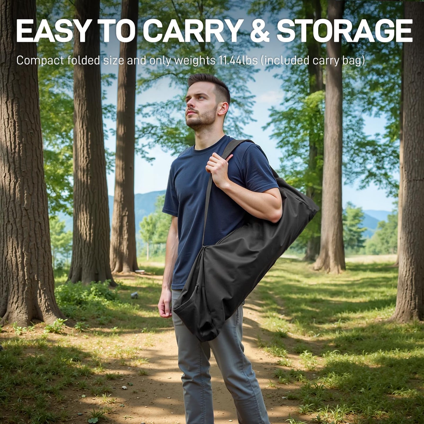 EVER ADVANCED Reclining Camping Chairs for Adult Lightweight, Portable Compact Folding Chair with Adjustable Back,4-Level Recliner Chairs, Lawn Chair for Patio Balcony, Supports 350lbs, Grey