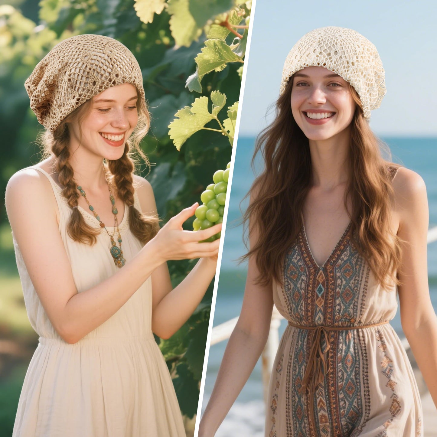 Women's Summer Beanie for Men Hat Boho Hats Adult Dwarf Hats Chemo Cap Cancer Headwear Caps Baggy Skull Sleep Cap Nightcap (C-1533Pack Closed Top)