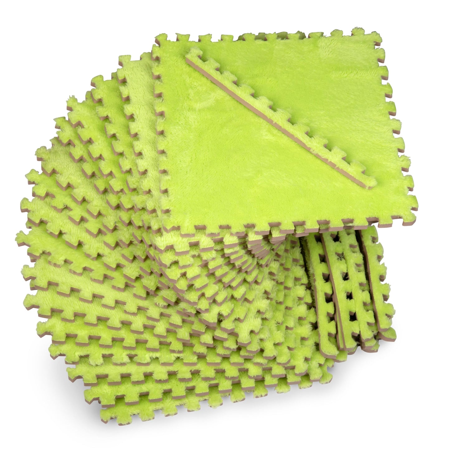 16 Piece Carpet Squares Puzzle Mat 49" x 49" Plush Interlocking Carpet Tiles, Foam Floor Tiles for Baby Play Mat - Kids Soft Play Floor Mats, Anti Slip Jigsaw Flooring Playmat Playroom Rug (Green)