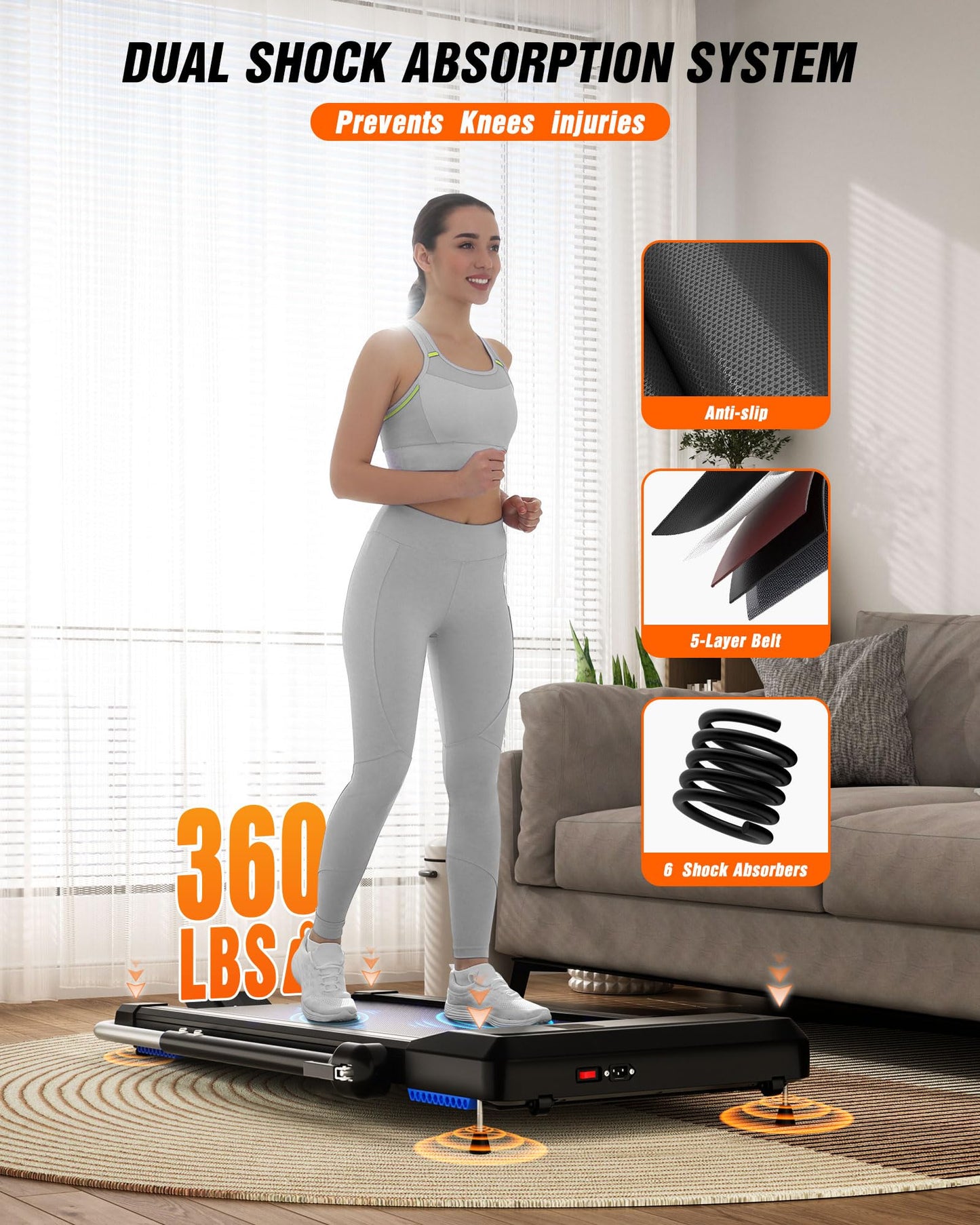 WELLFIT Walking Pad Treadmill with 10% Incline, Under Desk Treadmill for Home/Office, 2 in 1 Folding Treadmills with APP/Remote Control and LED Display, 0.6-7.6 MPH 360 lbs Capacity
